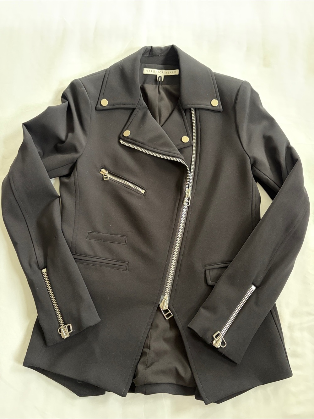 Veronica Beard Black Hadley Moto Dickey Jacket Sz 2